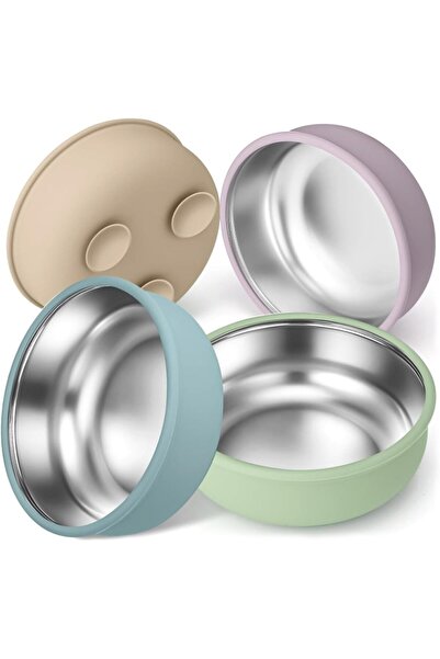 Arabest 4-Pack 304 Stainless Steel Bowls,Removable Silicone Shell,Heat-Resist...