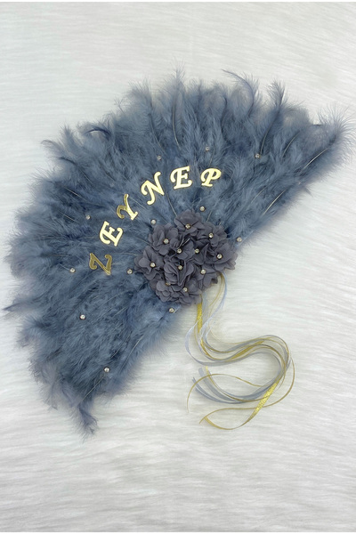 ZEYMERADE Gray Bridal Fan, Bachelorette Party, Bride to Be, Bridesmaid, Henna...
