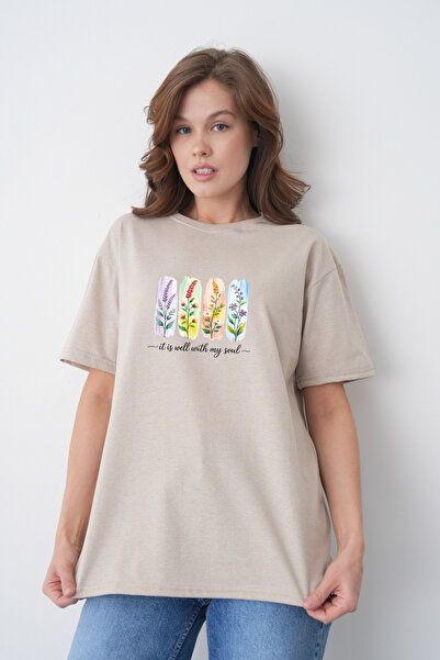 TREND EMMODA Tricou casual de damă, cu tematică de primăvară, cu efect de acu...