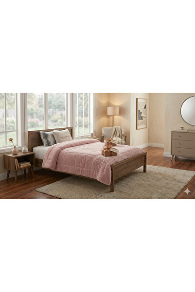 BEYAZLALE With a Gift Single Luxury Gray Welsoft Quilt Double-Sided 155X215