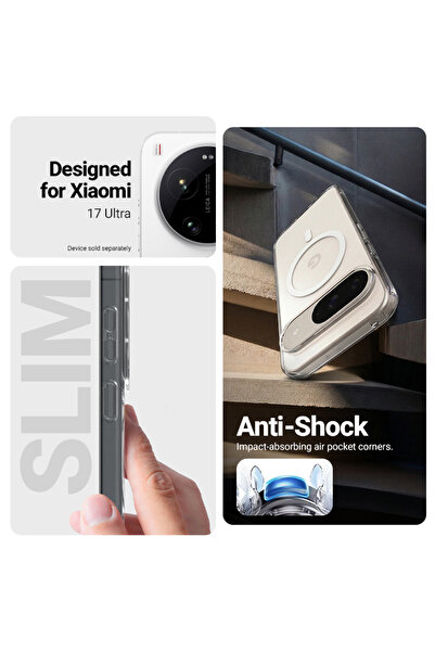 Crong Husă Hibridă Magnetică Transparentă - Etui MagSafe Xiaomi 17 Ultra (tra...