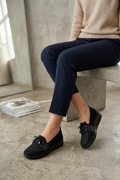 Papuçsepeti Shoe Basket 5036 Women's Stretchy Ornamental Lace-Up Casual Shoes