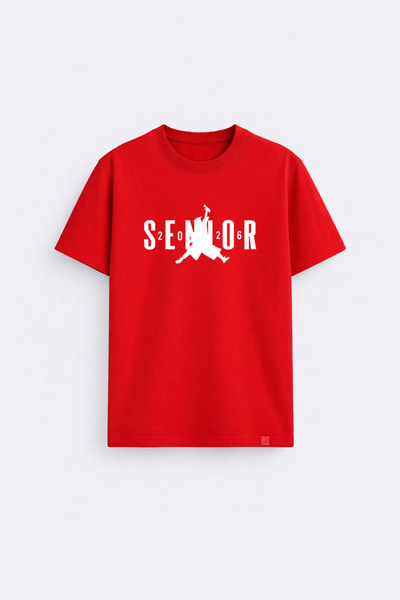 cesita Tricou roșu din țesătură de bumbac imprimată pentru absolvirea seniori...