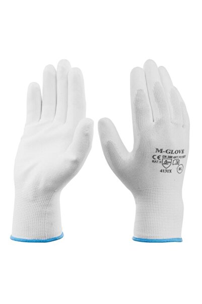 Evelise Work gloves, Richmann, polyester, polyurethane, size L, white