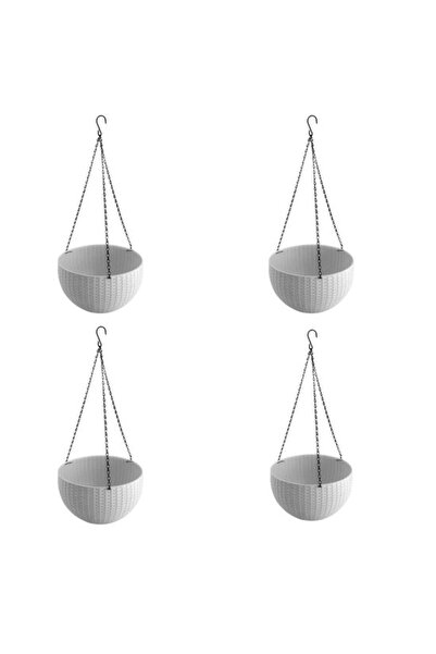 Evelise Set of 4 hanging flower pots 26x16 cm, white