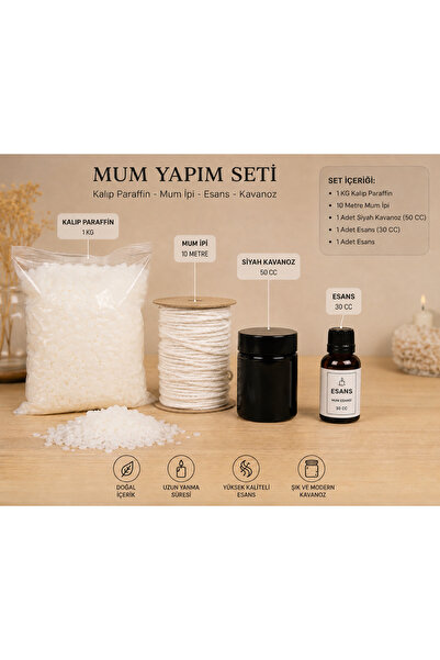 Tudi Home Premium Mum Yapım Seti – 1 KG Kalıp Parafin & 30 CC Esans Başlangıç...