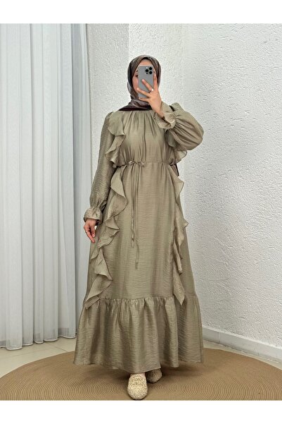 MİHRA STORE Sadakat Boydan Ruffled Voile Dress-Pa9884 Mint