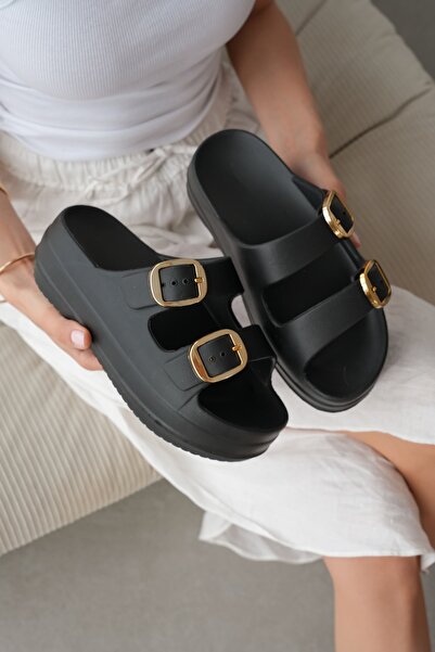selin shoes Calivra Thick Heel Adjustable Double Gold Buckle Detailed Women's...