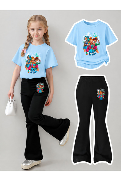 YUNAYT Set de pantaloni evazați și tricou spaniol pentru fete