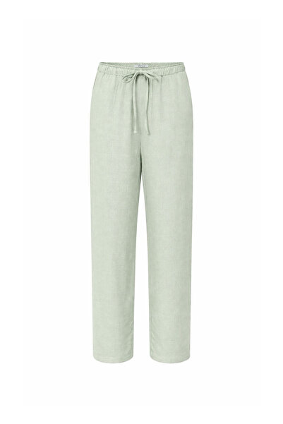 ONLY Yeşil Kadın Pantolon ONLSIESTA MW PULL-UP LINEN BL PNT N