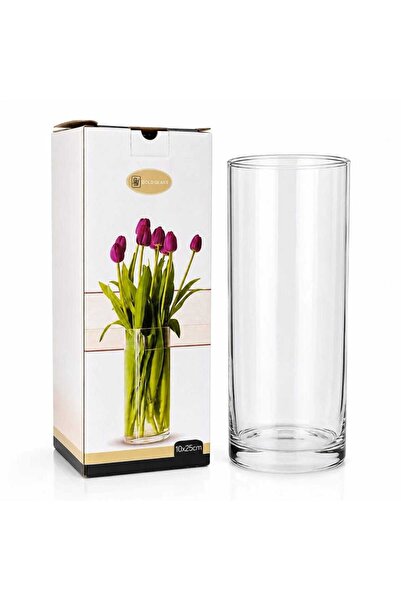Issa Glass Vase 10x25cm, Cylindrical Model
