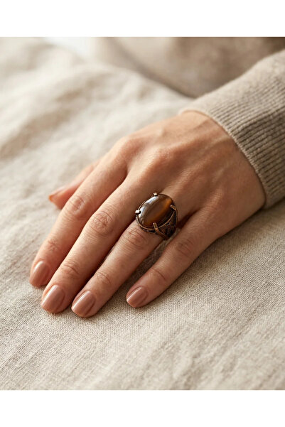 Dorvina Bronze Vintage Women's Ring Authentic Copper Jewelry Big Brown Stone ...