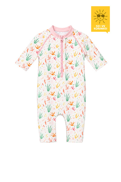DARING LITTLES UV Korumalı UPF 50+ Desenli Bebek Tulum - Heart of the Sea Kol...