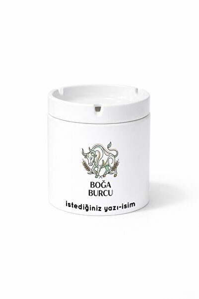 Kirbi Reklam Burç Boğa Burcu Kişiye Özel Çift Taraflı Baskılı Kül Tablası Kül...