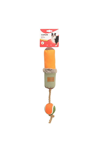Camon Squeaky Tennis Ball Canvas Stick Dog Toy 40 cm