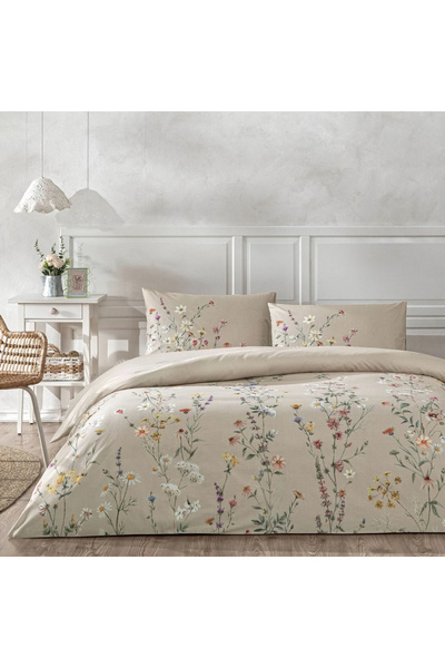 Taç Double Cotton Duvet Cover Set Lunel Beige New Season Ranforce
