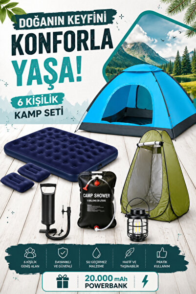 post alley ULTRA 6 Kişilik Manuel Full Kamp Seti – Her Şey Dahil Konfor