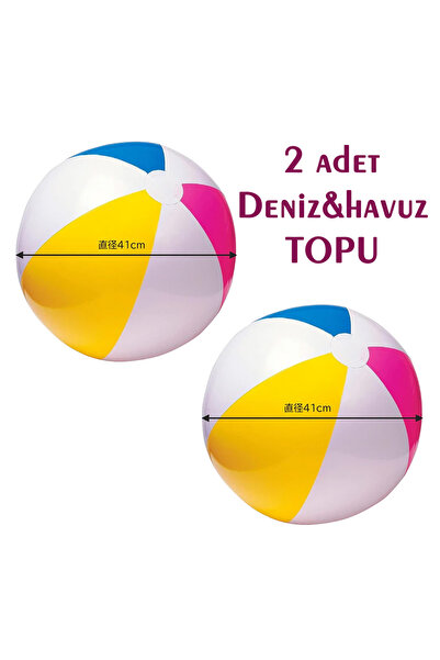 direkstoktan 2 Adet Deniz ve Havuz Topu 41 cm - Intex Glossy Panel Ball, Mult...