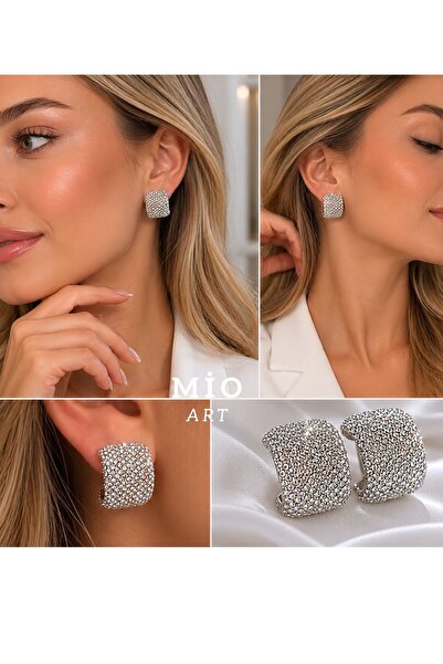 MioArt Silver Shine Taş İşlemeli Şık Küpe