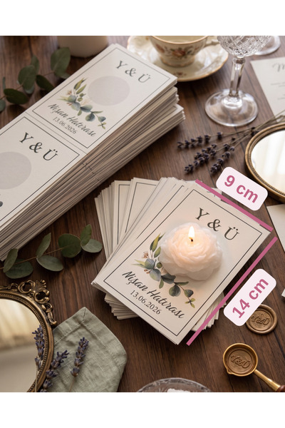 glow-candle by you 100 Adet Özel Tasarım Özel Gün Hatırası Hediye Kartı - Düğ...