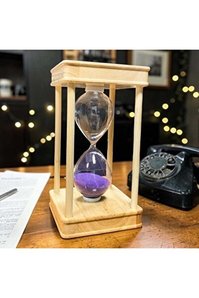 Gift Cloud Dekoratif Kare Ahşap Renkli Kum Saati 15 Min Mor