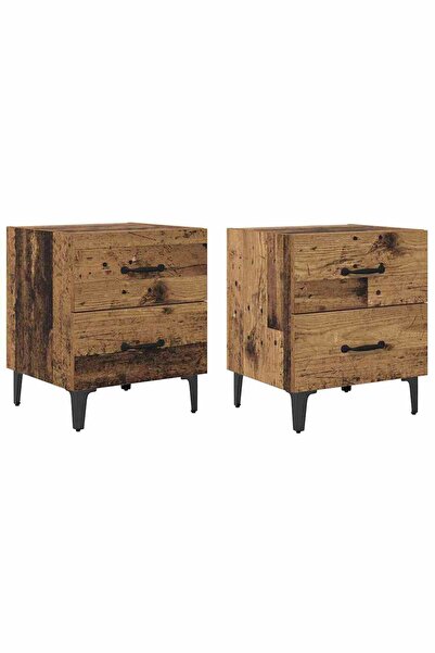 vidaxl Dulap de pat 2 pcs Lemn vechi 40 x 35 x 47,5 cm Lemn compozit