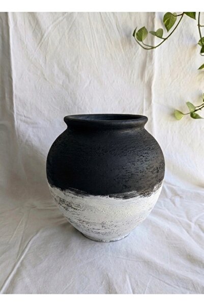Yalda atelier Mira Kum Dokulu Yuvarlak Vazo – El Yapımı Dekoratif Stone Effec...