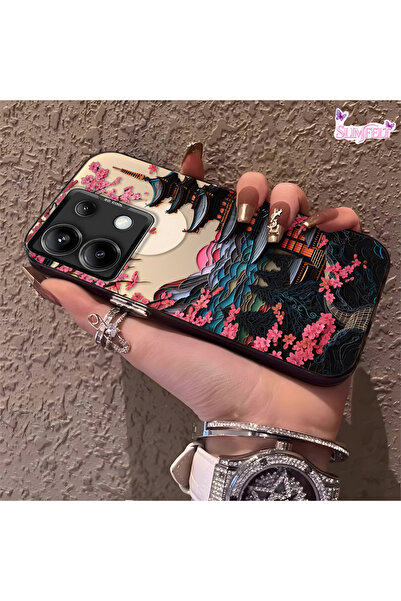 SLIMFELT Redmi Note 13 Pro 5G Uyumlu Sakura ve Fuji Dağı Kılıf, Günlük Kullan...
