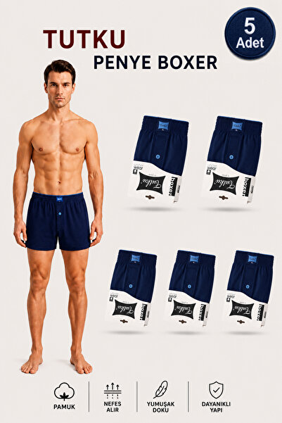 Alıç Tutku Men's Combed Cotton Boxers - 5 Pieces Comfortable Fit Breathable F...