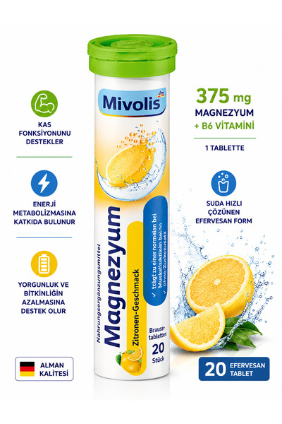 mivolis Magnesium Brausetabletten 20 Efervesan Tablet Alman Magnezyum Vitamini