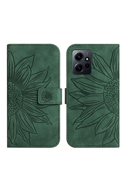 sscase Sun Flower Θήκη Πορτοφόλι με Λουράκι Green (Xiaomi Redmi Note 12 4G)