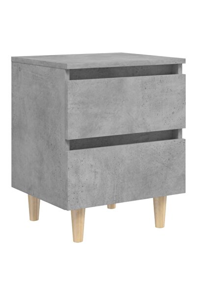 vidaxl Noptieră cu picioare din lemn masiv pin, gri beton, 40x35x50 cm