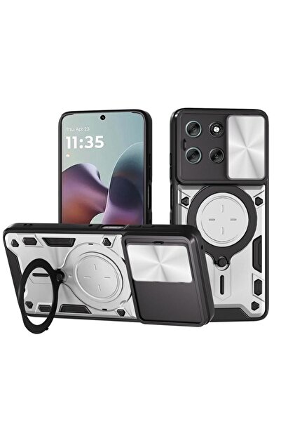sscase Sliding Camshield Σκληρή Θήκη με Δαχτυλίδι Silver (Motorola Moto G56 5G)