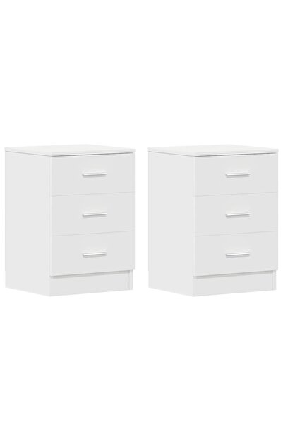 vidaxl Noptiere, 2 buc., alb, 38x35x56 cm, lemn prelucrat