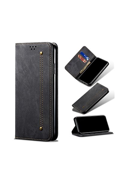 sscase Denim Texture Casual Θήκη Βιβλίο Black (Xiaomi Redmi 9C)
