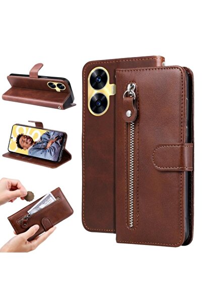 sscase Zipper Θήκη Πορτοφόλι Brown (Realme C55)