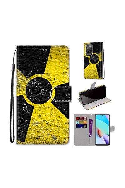 sscase Leather Case Θήκη Πορτοφόλι Yellow Black Logo (Xiaomi Redmi 10)