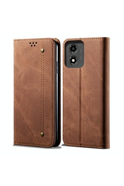 sscase Denim Texture Θήκη Βιβλίο Brown (Motorola Moto E14)