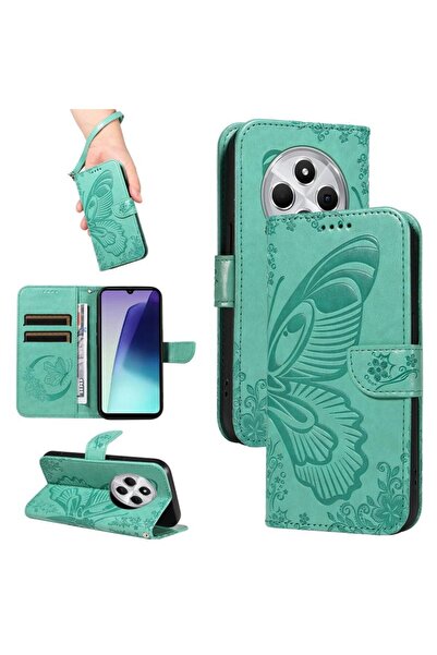 sscase Butterfly Flowers Θήκη Πορτοφόλι Green (Xiaomi Redmi 14C 4G/Poco C75 4G)