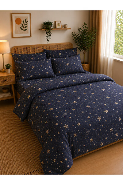 zeetwo 6-Piece Printed Cotton Bedding Set – Fitted Sheet, Duvet Cover & 4 Pil...