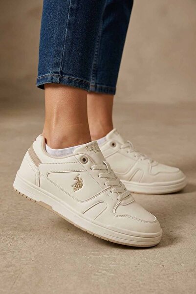 U.S. Polo Assn. Kadın Bej Spor Ayakkabı Günlük Yürüyüş Sneaker Hafif Rahat Taban