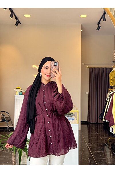 Gizem Karademir Boutique Büzgü Detaylı Balon Kol Gömlek