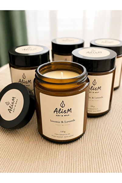 AlisM Art&Wax Lumânare parfumată handmade Iasomie & Lavandă din ceară natural...