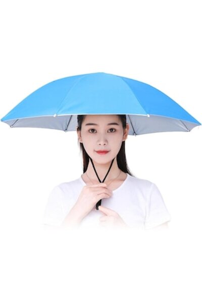 DAMUR Head Umbrella, 69 cm Diameter, Adjustable Head Cord, UV/Rain Protection...