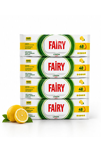 Fairy Wet wipes for cleaning surfaces, Lemon, 4 x 100 pcs