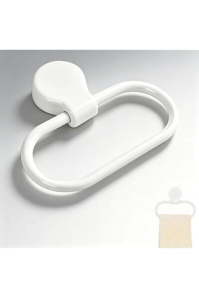 The Bros White Wall Mounted Towel Hooks - Oval Bathroom Storage Rack - Space ...