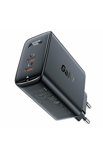 Acefast Ασύρματος Φορτιστής GaN με 2 Θύρες Εξόδου USB-C, Παροχή Ισχύος 50W, Γ...