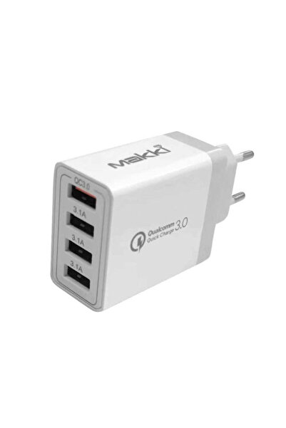 MAKKİ Φορτιστής Χωρίς Καλώδιο με 4 Θύρες USB-A 30W Γρήγορη Φόρτιση 3.0 Λευκό ...