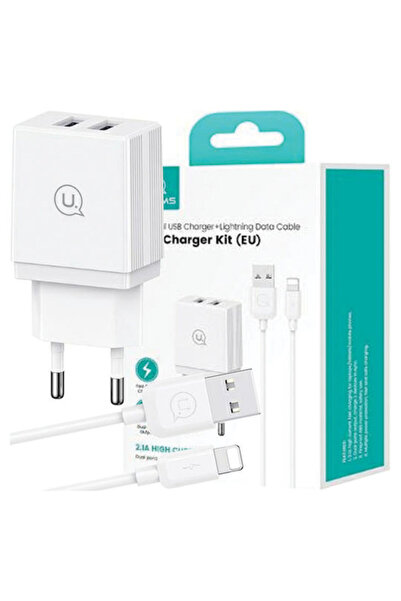 Usams Φορτιστής με 2 θύρες USB-A και καλώδιο Lightning 18W Λευκό (HCXLTZ01)