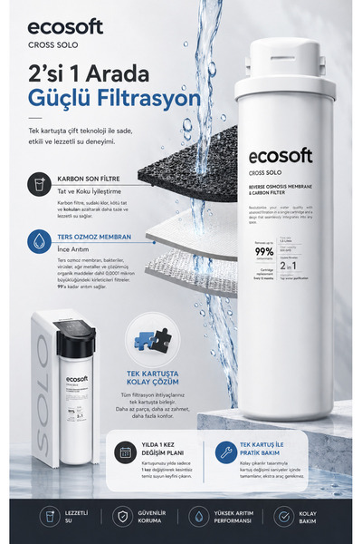 ECOSOFT Cross Solo Tanksız Direct Flow 2’si 1 Arada Su Arıtma Cihazı
